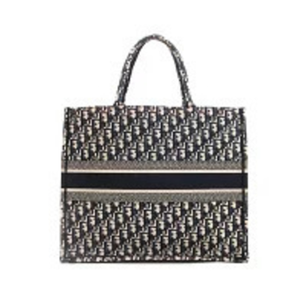 Christian Dior Oblique Canvas Book Tote Bag Navy Blue